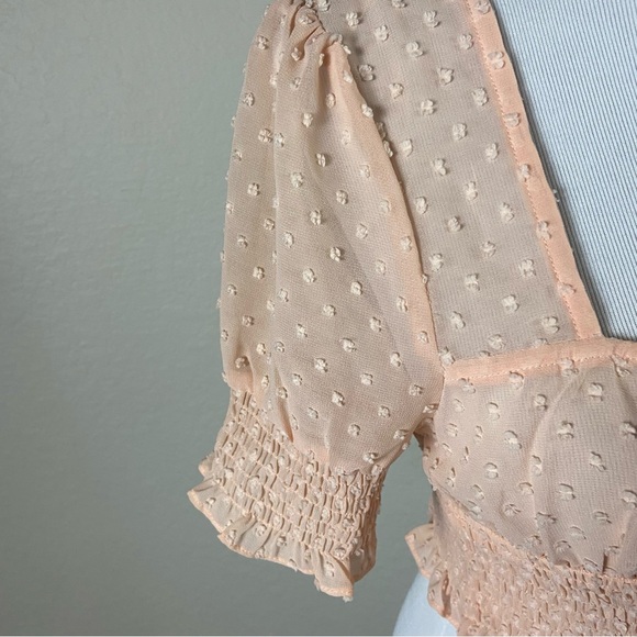 superdown Peach Swiss Dot Smocked Crop Top - Picture 4 of 5